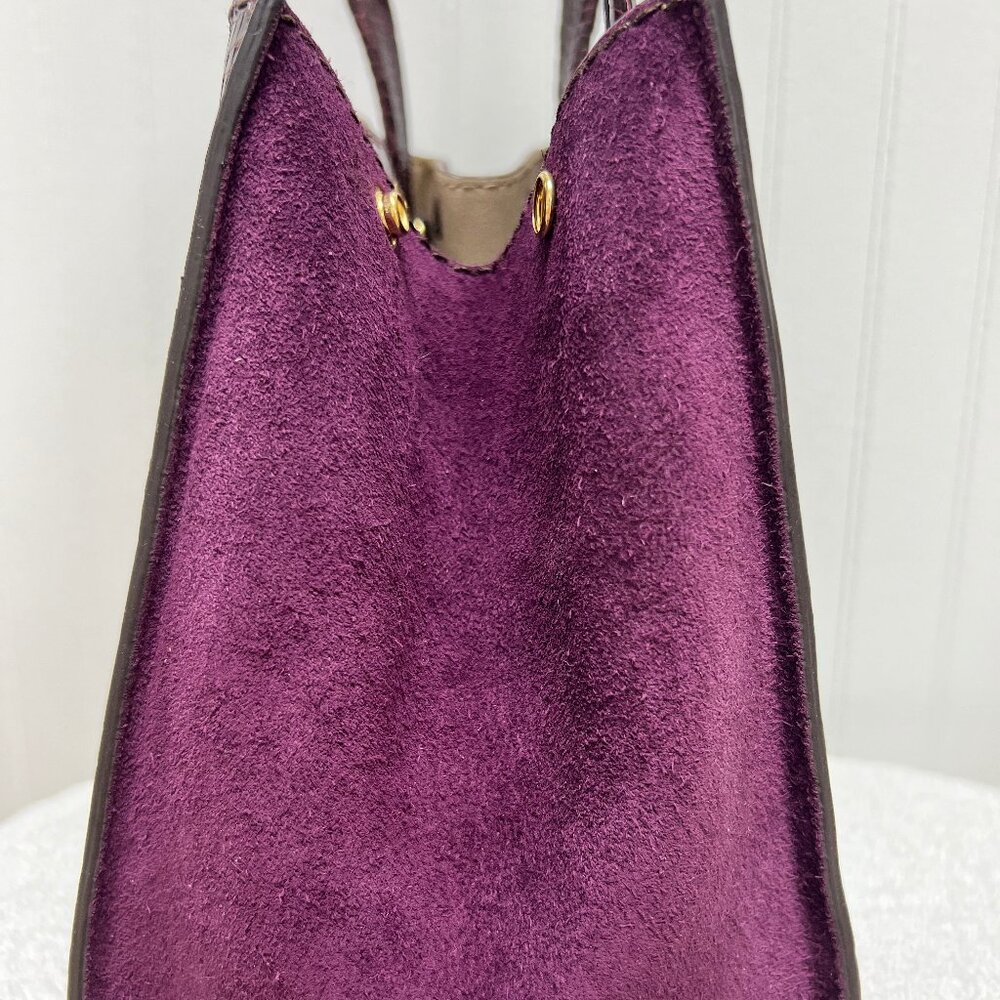 Banana Republic Burgundy Leather & Suede Mini Tote Bag Purse - NWT - Picture 4 of 7